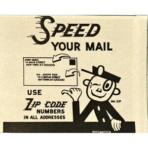 USPS "Speed your mail-use Zip Code Numbers" Vintage Print Ad 1971